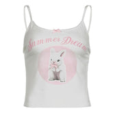 U neck rabbit print bowknot cami top