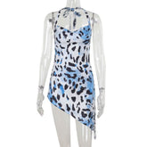 Leopard print halter mini dress