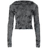 Hoodie long sleeve hollow out cut out top