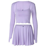 Long sleeve gloves shrug 3 piece cami pant set