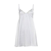 Lace hem backless solid cami mini dress