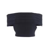 Ruched solid off shoulder hollow out backless crop cut out top