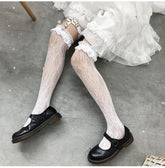 Sheer lace thigh high stockings socks