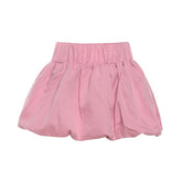 Ruched high rise solid bubble mini skirt