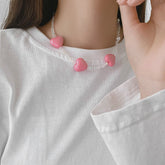 Faux pearl heart beaded necklace