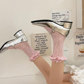 Ruffle lace hollow out solid socks