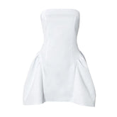 Ruched zip-up backless stitch tube mini dress