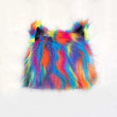 Fluffy contrast Cat ears applique cap