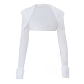 Long sleeve fluffy shrug crop top