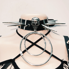 Hollow out rivet skull applique cami cut out top