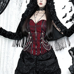 Sweetheart neck corset zip-up metal chain top