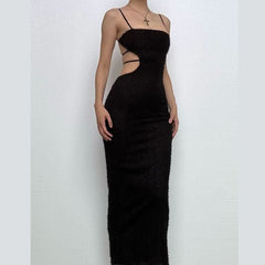 Square neck glitter backless cami maxi dress-final-sale