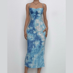 Tie dye backless cami midi dress