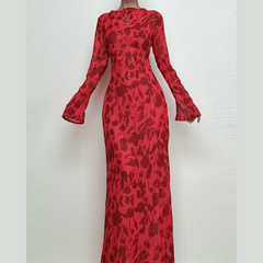 Sheer mesh see through zebra print long sleeve zip-up contrast maxi dress
