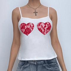 U neck sweetheart pattern cami top-final-sale