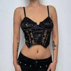 Glitter bustier adjustable cami top