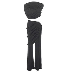 Cap sleeve ruched solid pant set