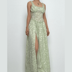 Sweetheart neck ruched textured ruffle cami maxi dress-final-sale