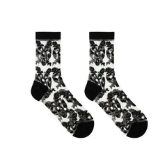 Solid flower pattern mesh long socks