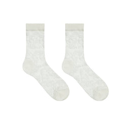 Solid flower pattern mesh long socks
