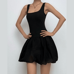 Square neck solid ruched backless cami mini dress