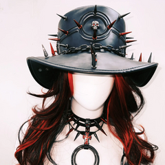 PU leather o ring rivet applique metal chain top