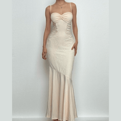 Ruched backless sweetheart neck cami maxi dress