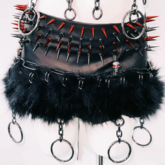 Metal chain rivet applique halter self tie o ring top
