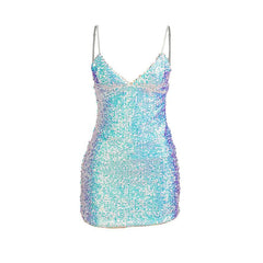 V neck glitter cami mini dress