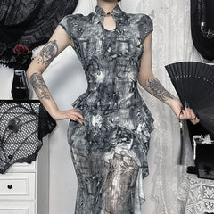 Cap sleeve butterfly print button top