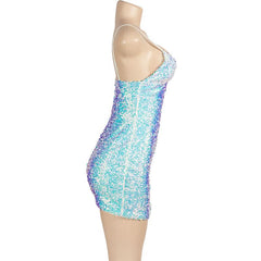 V neck glitter cami mini dress