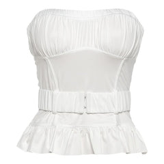 Ruched belt solid tube top