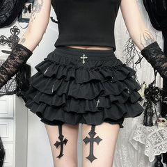 Ruffle cross applique solid short pant
