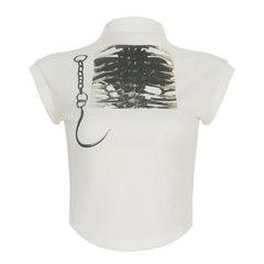 Cap sleeve high neck print top