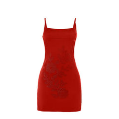 Square neck beaded cami mini dress