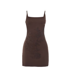 Square neck beaded cami mini dress