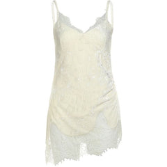 V neck lace hem cami top