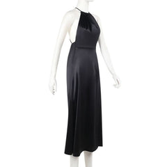 Cross back satin self tie slit maxi dress
