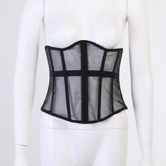 Lace up corset mesh top