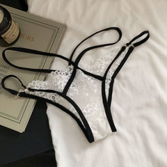Lace hollow out cross front adjustable short pant