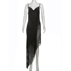 V neck tassels solid irregular cami top