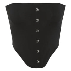 Backless solid button tube top