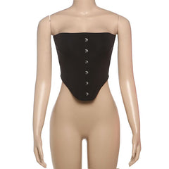 Backless solid button tube top