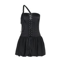 One shoulder lace up mini dress