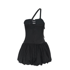 One shoulder lace up mini dress