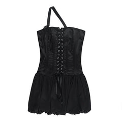One shoulder lace up mini dress