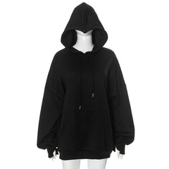 Hoodie drawstring long sleeve gloves pocket top