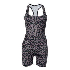 Square neck leopard print tank short pant set