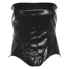 PU leather corset tube top