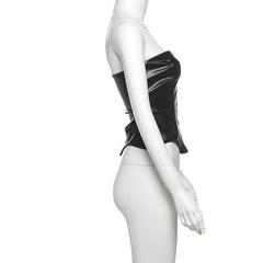 PU leather corset tube top